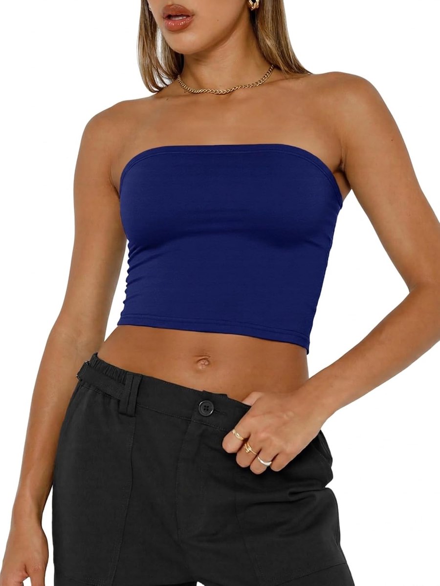 Bell Y2K Slim Fit Crop Top voor dames, schoudervrij, mouwloos, bandeau-top