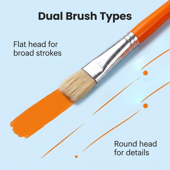 Set van 10 penselen van varkensharen, ronde en platte kwast voor acryl, aquarel en gouache, kleine schilderkwast voor kunstenaars en beginners, veelzijdige aquarelset — afbeelding 5