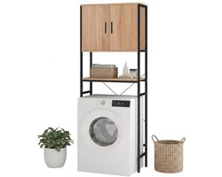 Wasmachine kast - 170x64,5x27 cm - natuur-zwart
