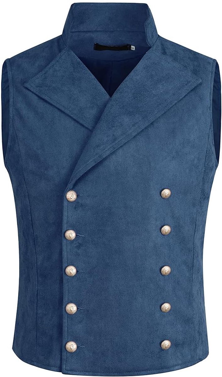 Gothic Vintage herenvest met opstaande kraag kostuumvest dubbele rijen party bruiloft