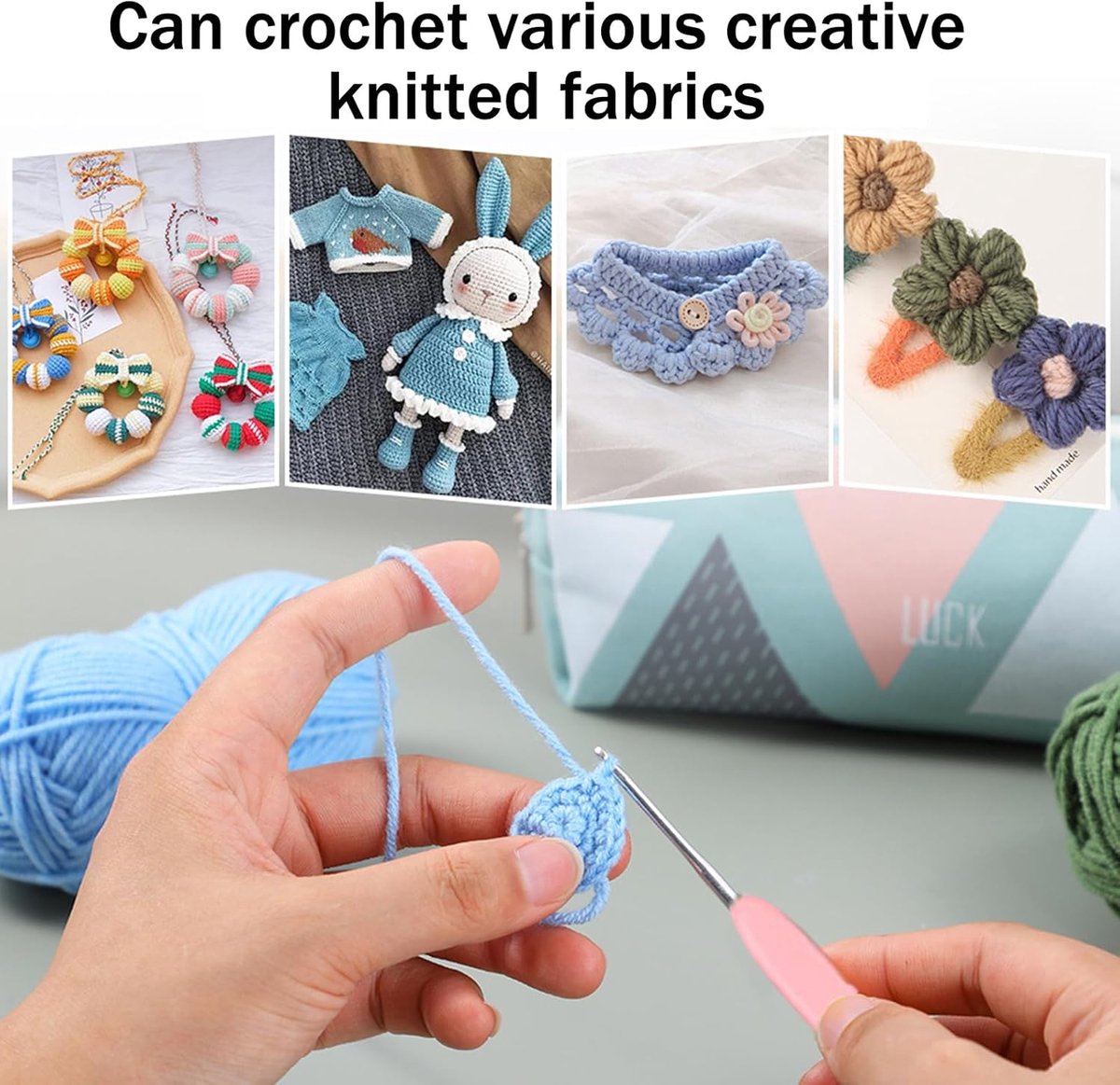 Gehaakte 66 STKS Kits voor Beginners & Volwassenen, Naaldvilten Inbegrepen Kit, Leren Haak Set