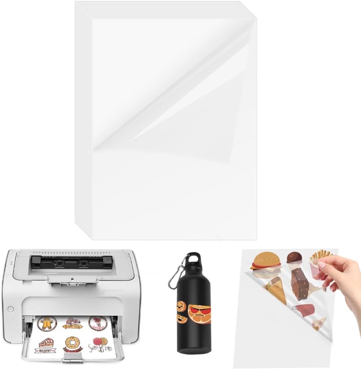 50 vellen A4-stickerpapier etiketten afdrukbare vinylstickers papier transparant sticker printerpapier zelfklevende vinyl inkjetfilmsticker voor inkjet- en laserprinters - helder, 297 x 210 mm