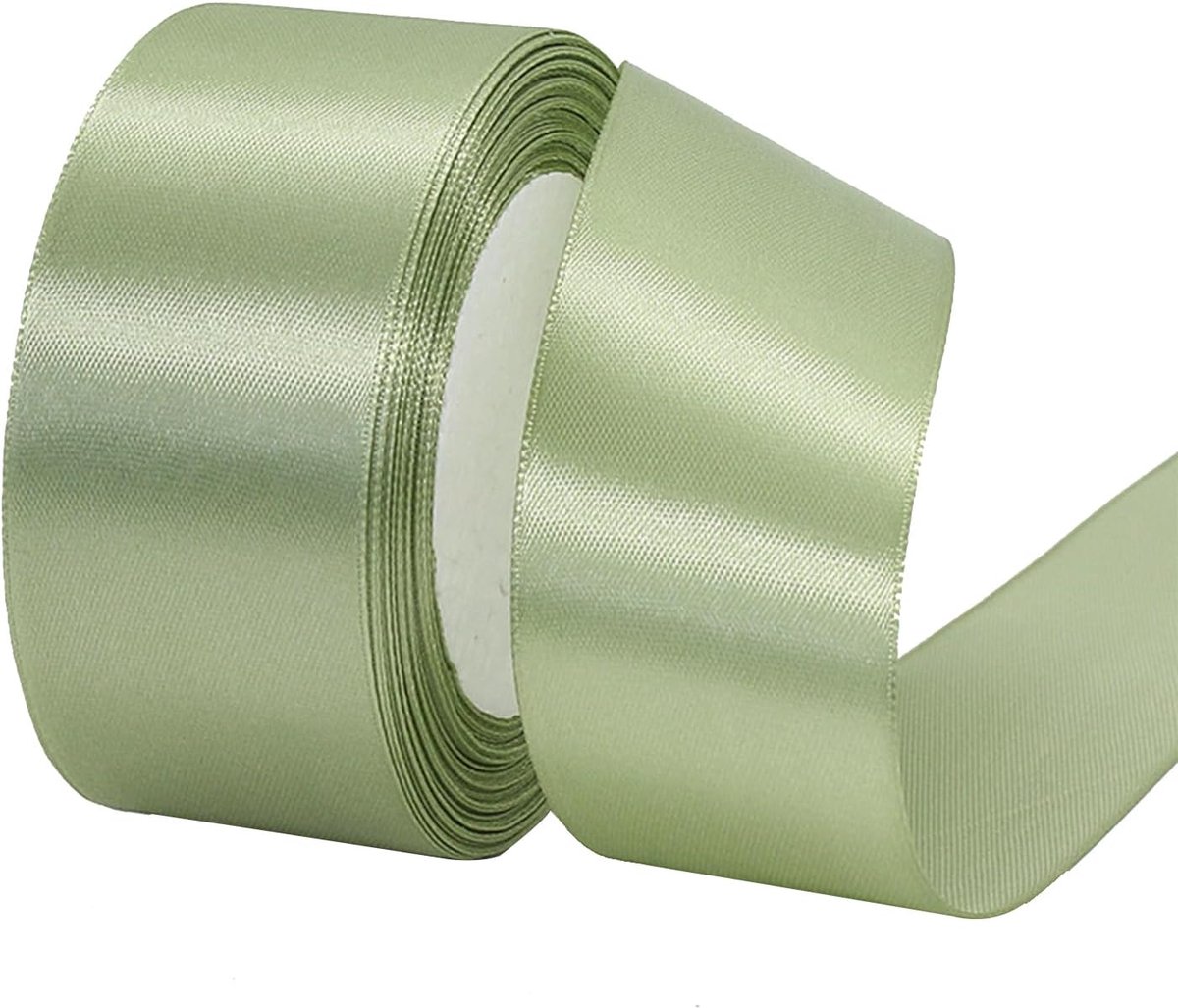 40 mm saliegroen lint voor cadeauverpakking, saliegroen satijnen lint 22 m, salie haarlint. Stof polyester satijnen lint. Voor ballonnen, taart, haarstrikken, bruiloft, bruidsdouche