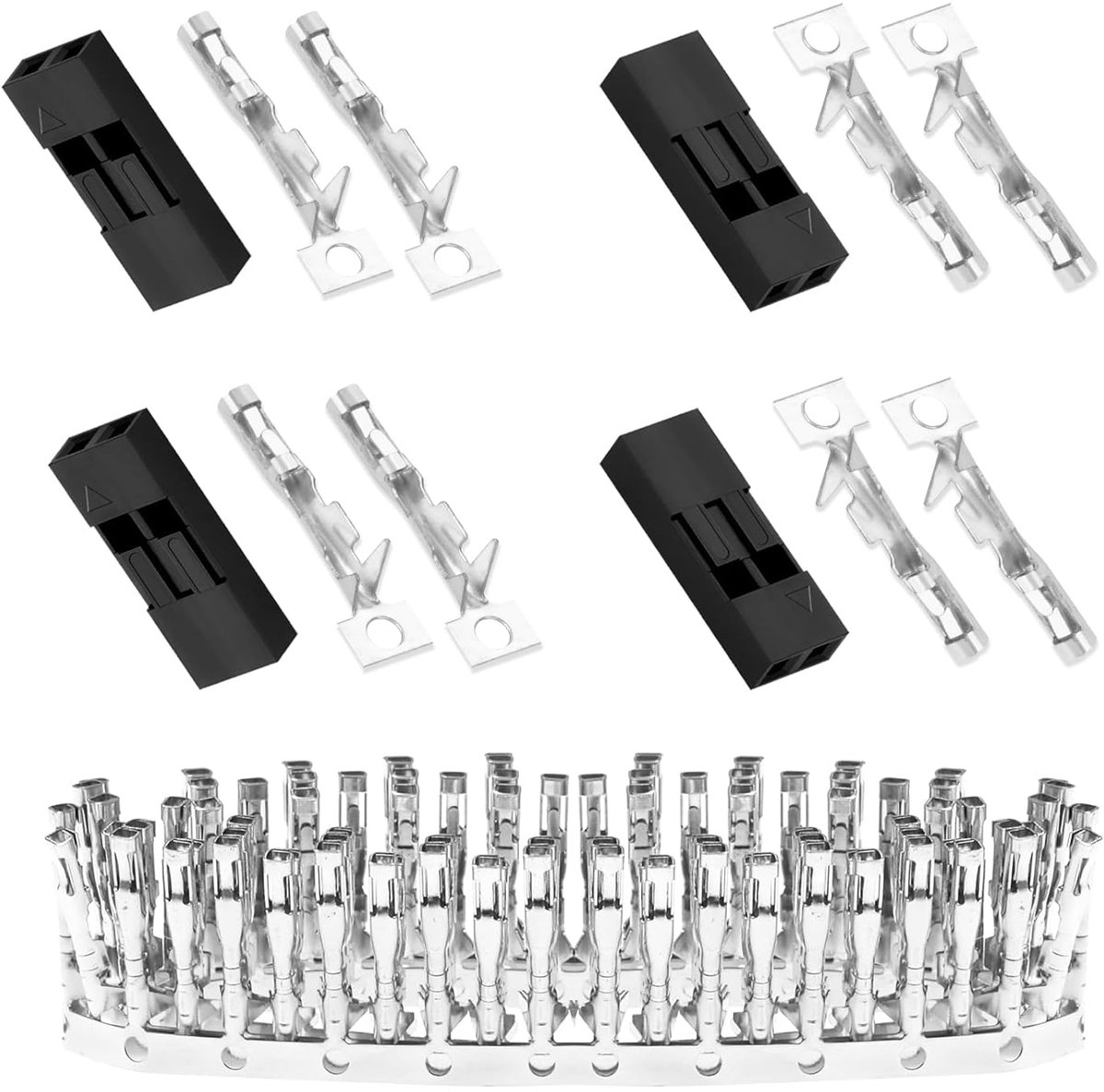 50 Sets for DuPont 2.54 mm Pitch 2-Pin Female Adapter Cable Connector Accessories. 150 Pieces 2.54 mm Pitch 2-Pin Adapter Connector Female Housing Socket Terminal, Crimp Pins Kit.
