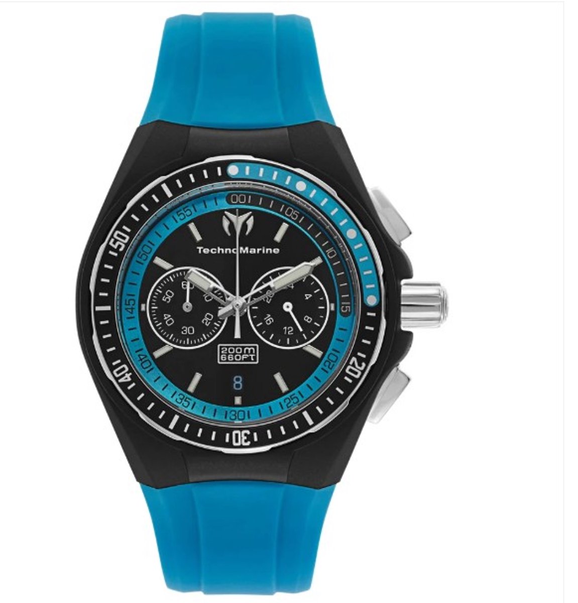 TechnoMarine Cruise Unisex Horloge - Japans Quartz Uurwerk - Zwarte Wijzerplaat - Siliconen Band - 20 ATM Waterdicht - kastdiameter 40 mm.