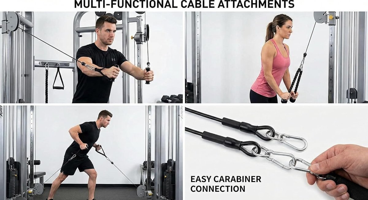 Set van 2 Fitness Verlengkabels van 25,5 cm - Accessoires voor Thuisgym - Ideaal voor Weerstandstraining en Krachttraining met Karabiners van 6 cm