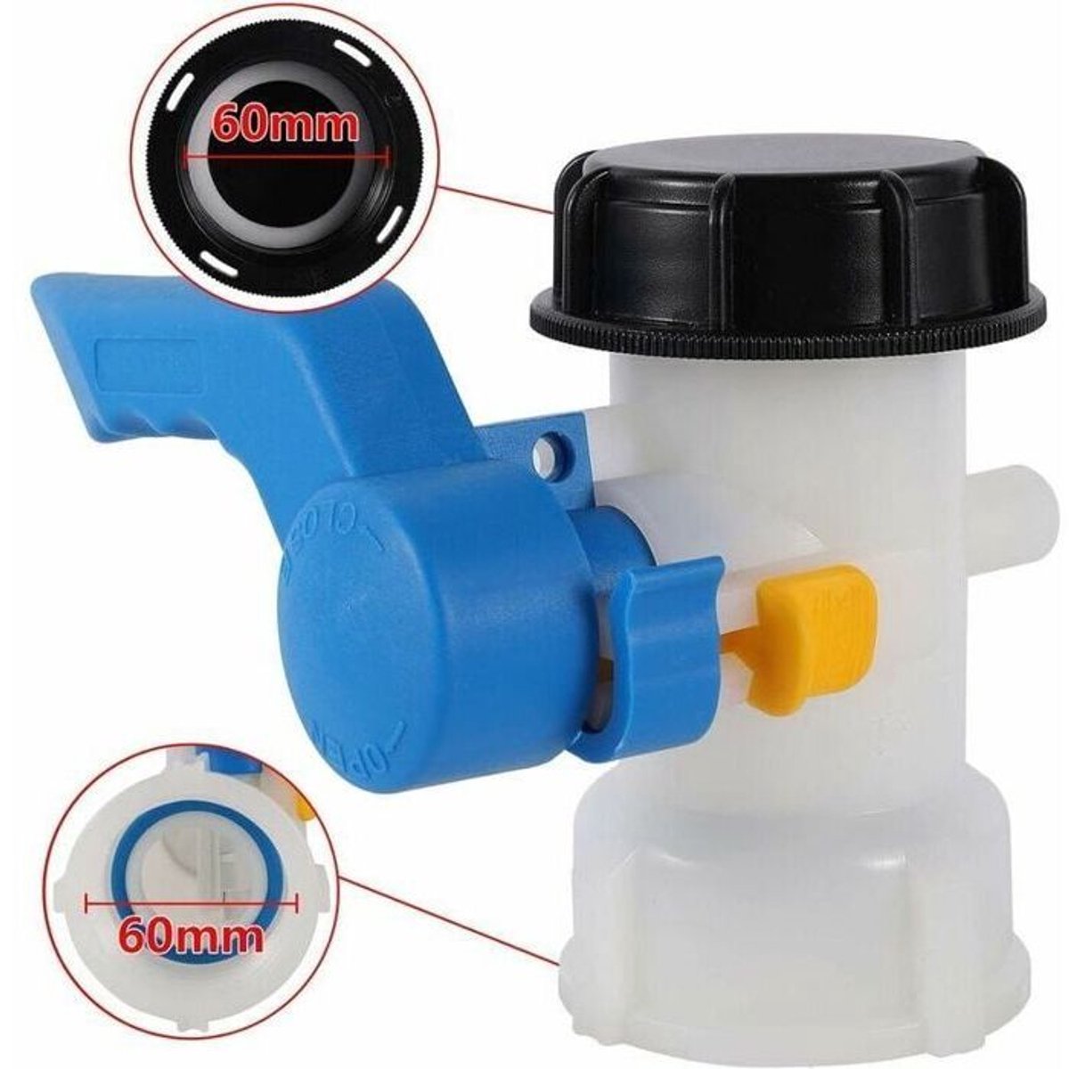 62 mm IBC kunststof adapter 1000L regenwatertank aansluiting DN40