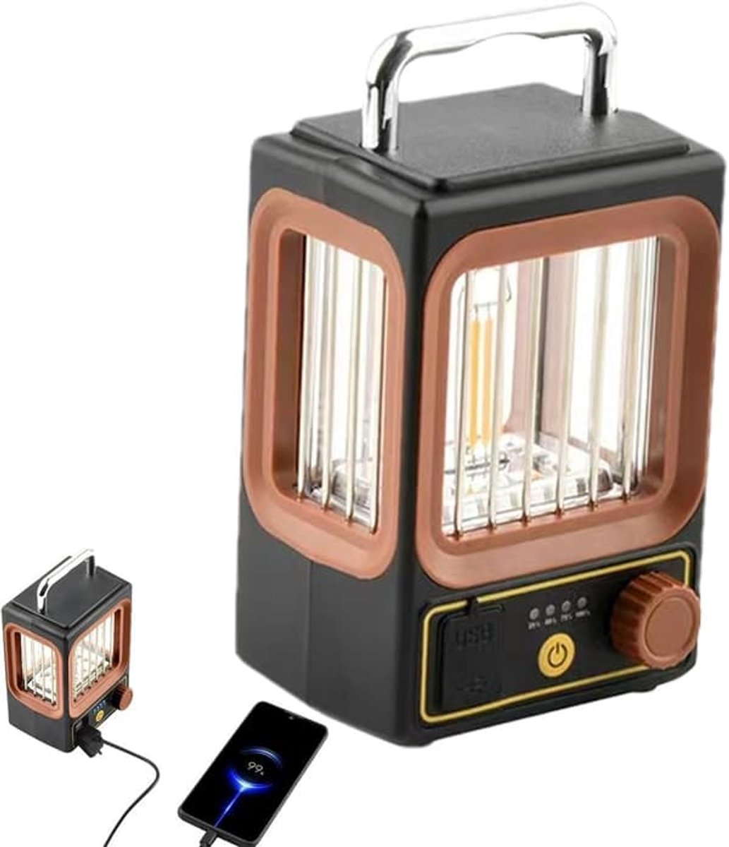 Traploos dimbare, draagbare, hangende lamp met wolfraamgloeidraad voor kamperen in de achtertuin