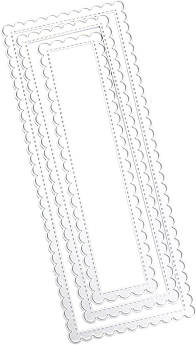Snijmal Papier - Snijvorm Embossing - Kaarten Maken - Gelaagd Kant Design - 21.2 x 8.4 cm - Zilver