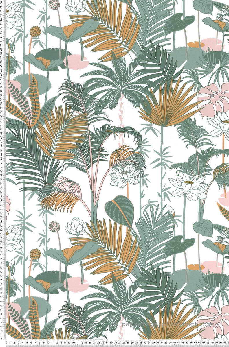 Lutèce – 51251104 – Vliesbehang – Groen / Roze / Oranje