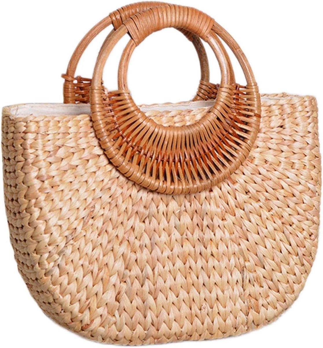 Rotan Tas - Strandtas Zonnebril Organizer - Zomer Winkelen - Handgeweven Halfrond Ontwerp - 31 x 7 x 21 cm