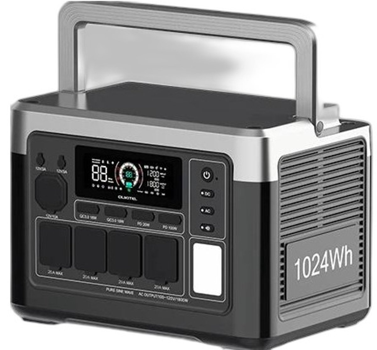 Mura Generator - Powerstation - Batterijen - Noodstroom - Batterij - Opslag Van Zonne-Energie - 1800W - Type-C Opladen - LED-Lamp