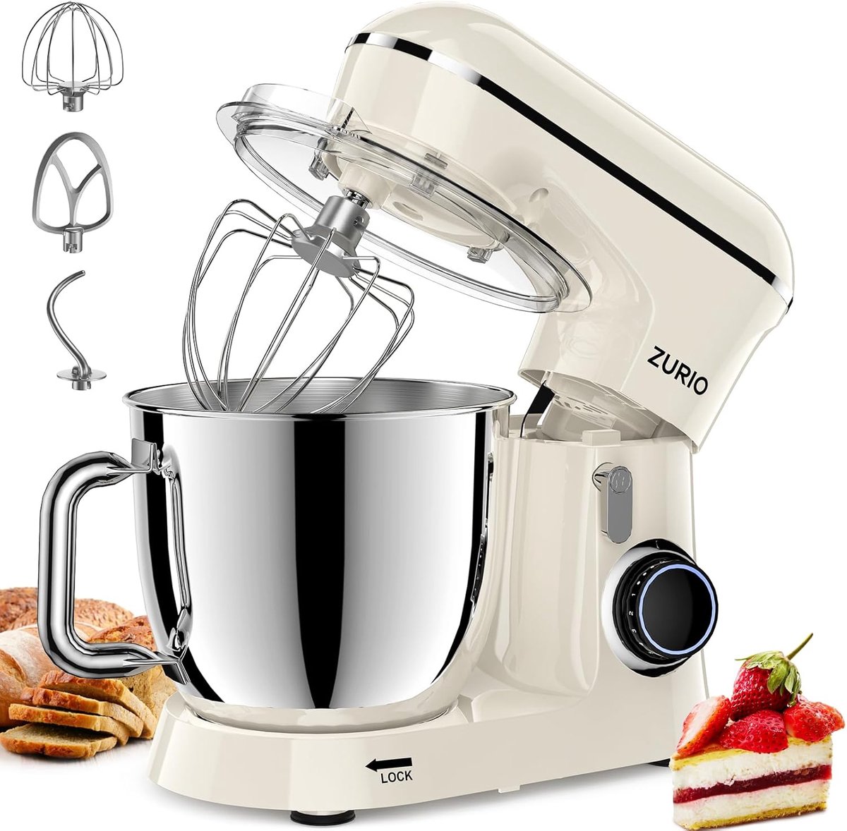 SnelShoppen - Stand Mixer 5.5 L Elektrische Mixer - Multifunctionele Keukenmachine met 1300W Motor, Stil, Voor Bakken en Koken, Roestvrijstalen Kom, I