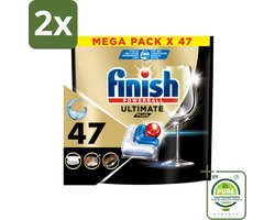 Finish - Vaatwasmiddel - Ultimate Plus All in One Regular - Krachtige Alles-in-1 Reiniging - 47 capsules - Voordeelverpakking - 2 stuks - Vaatwastablet - Vaatwasser tabletten