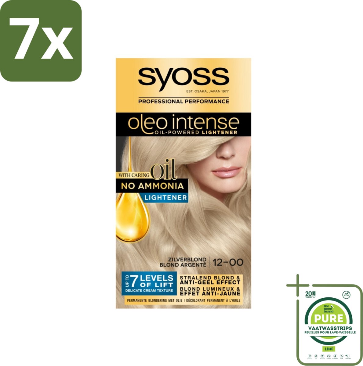 7 x SYOSS - Oleo Intense 12-00 - Haarverf - Permanente Haarkleuring - Zilverblond - Langdurige Kleur - Grootverpakking - Permanente Haarkleuring - Zilverblond - Koele Blondtint - Ammoniakvrij - Arganolie
