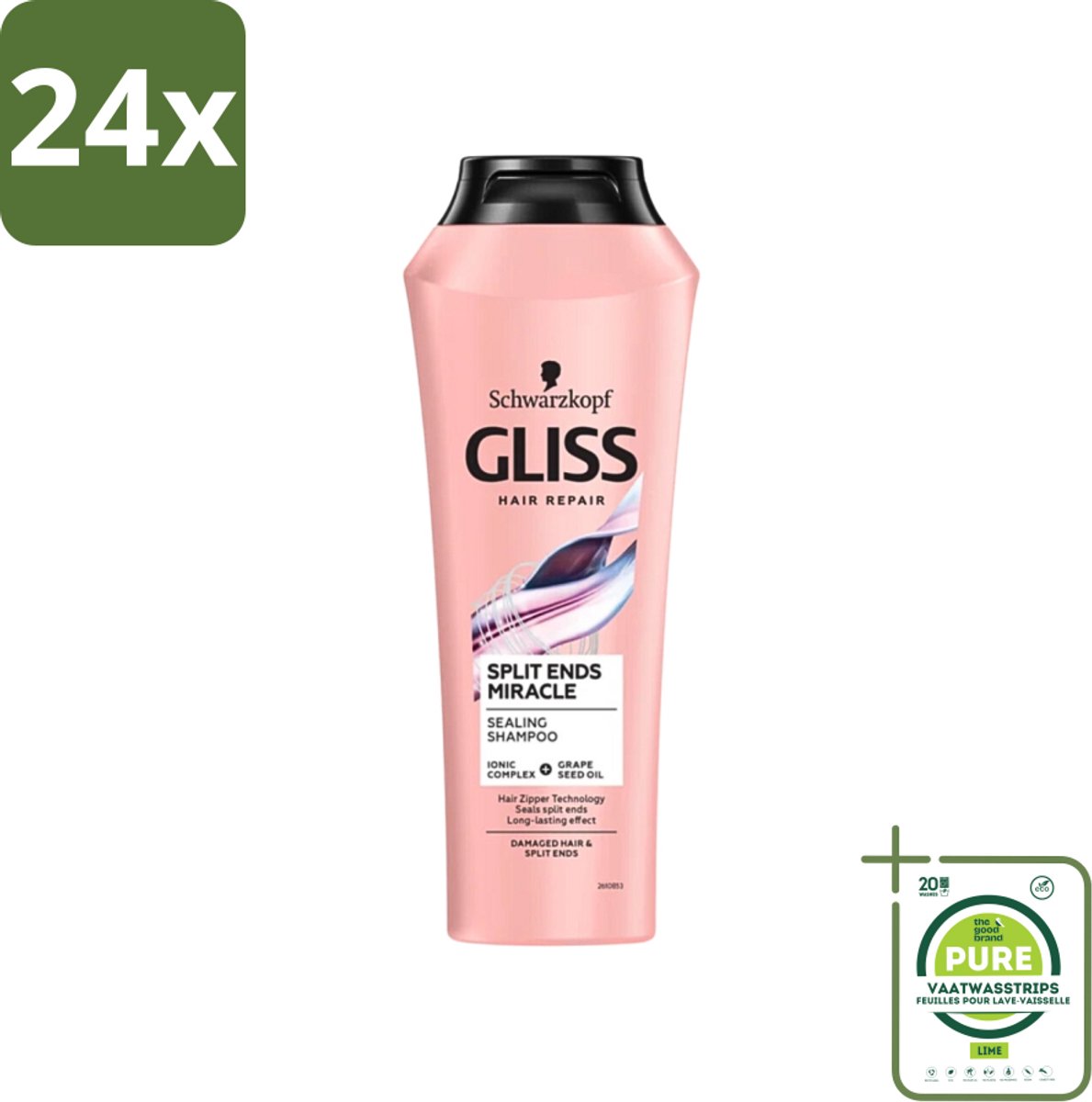 Gliss - Shampoo - Split Hair Miracle - Voor Beschadigd Haar - 250 ml - Voordeelverpakking - 24 stuks - Haarverzorging - Shampoo
