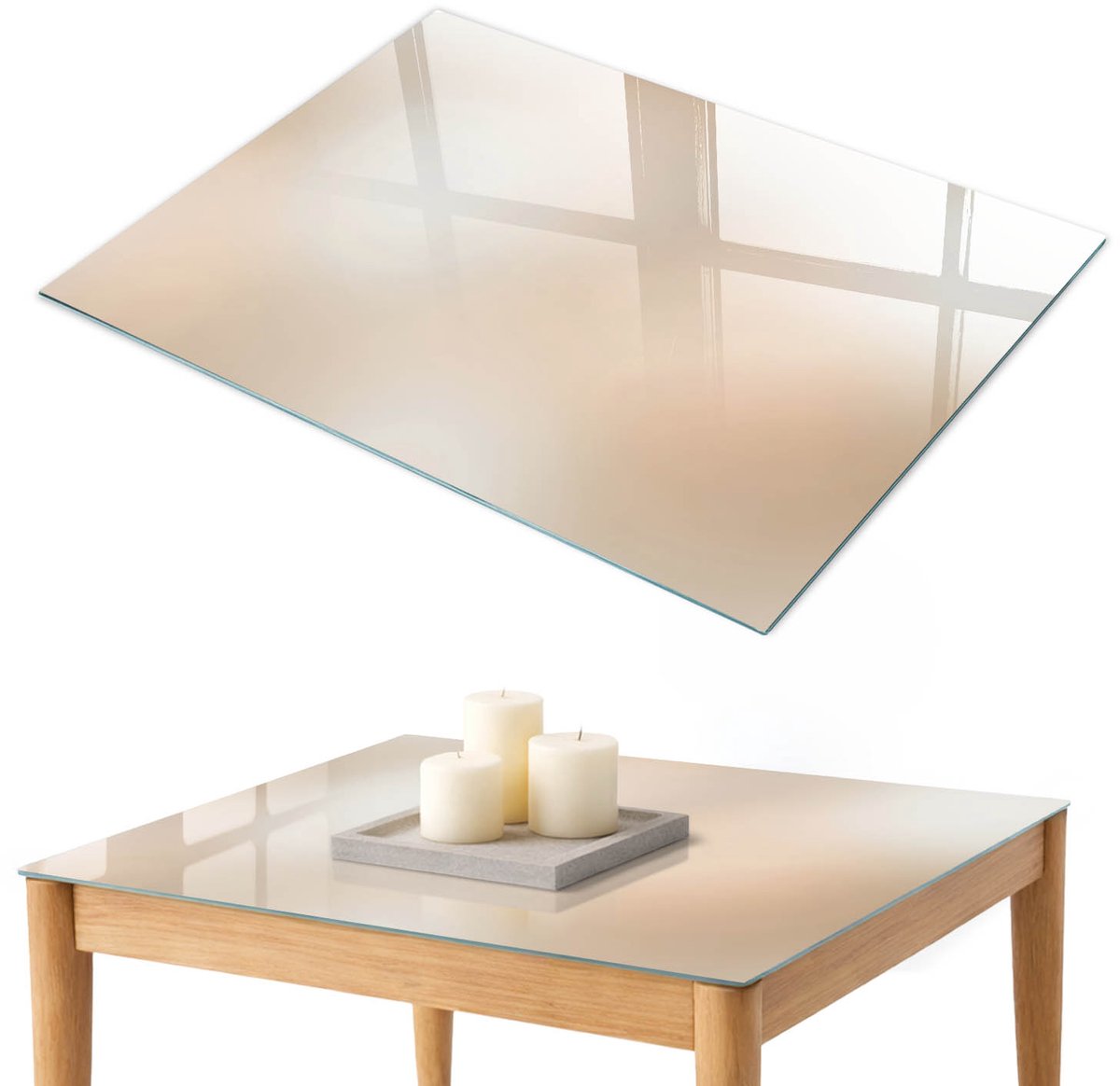 ArtPrintCave Etherische nevels Glazen Tafelblad 100x70 cm - Tafelblad Rechthoek - Beige Keukentafel - Achtergronden en patronen Tafelblad Glas