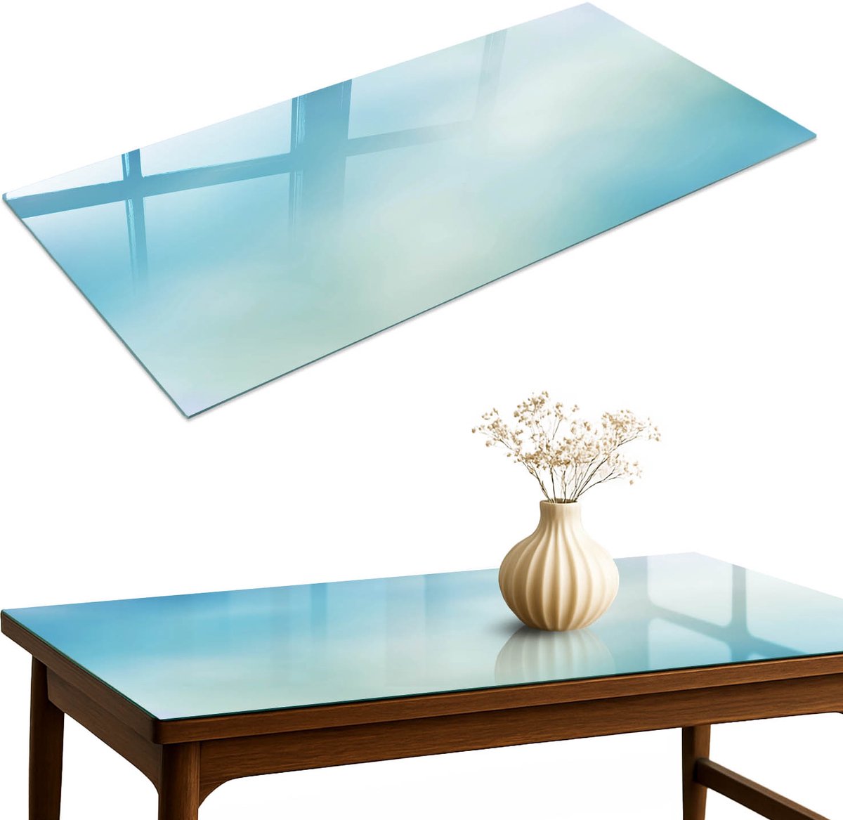ArtPrintCave Hemel van de zintuigen Glazen Tafelblad 140x70 cm - Tafelblad Rechthoek - Blauw Keukentafel - Achtergronden en patronen Glasplaat