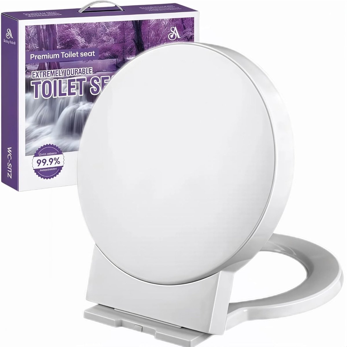 SnelShoppen - Toiletzitting Rond, Toiletdeksel met Soft-Close Mechanisme, Eenvoudige Montage, Antibacterieel en UV-Bestendig, Quick-Release Functie, W