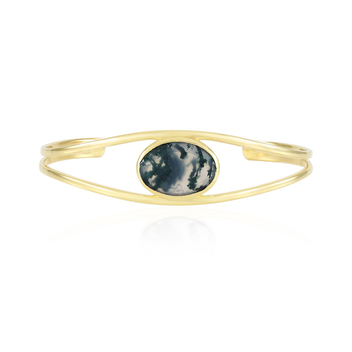 Cavill - Zilveren armband met verguld 925 sterlingzilver - Braziliaanse ovale mosagaat 6,858 ct - Verstelbaar en elegant - Luxe dames sieraden