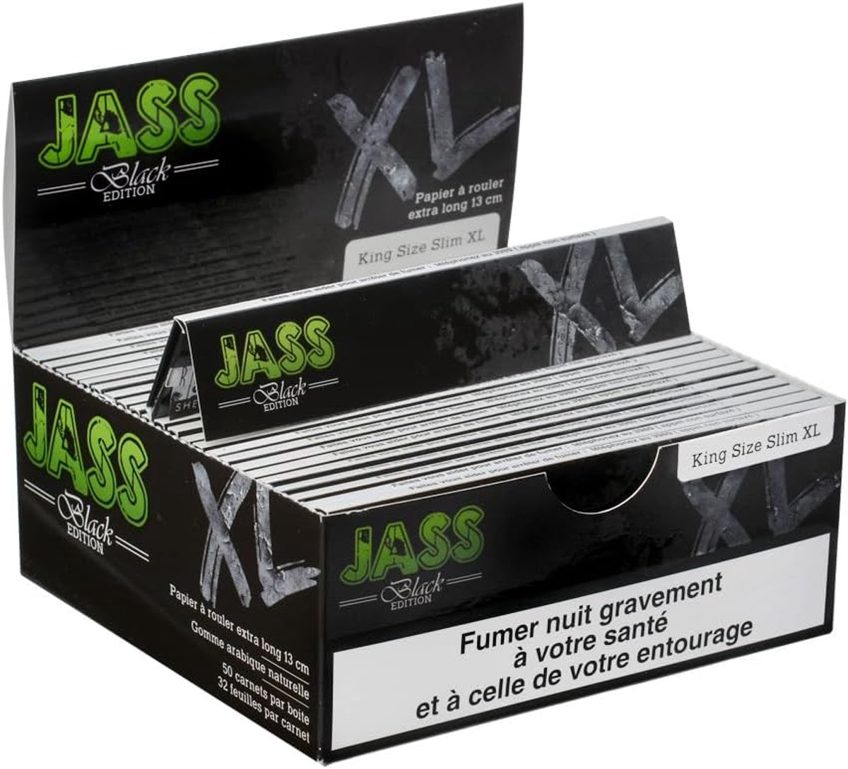 SnelShoppen - Jass Black Edition XL Rolbladen, 70% Hout, 30% Linnen, 130 x 44 mm, 50 Notitieboekjes met 32 Bladen, Ideaal voor Feest en Camping