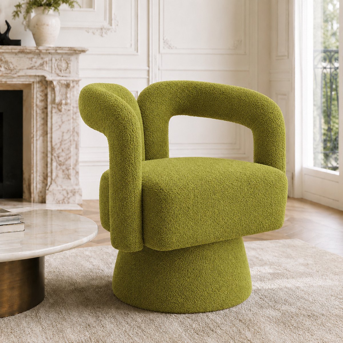 360 Graden Draaifauteuil - Moderne Lounge Stoel Olijfgroen - Zachte Kuipstoel