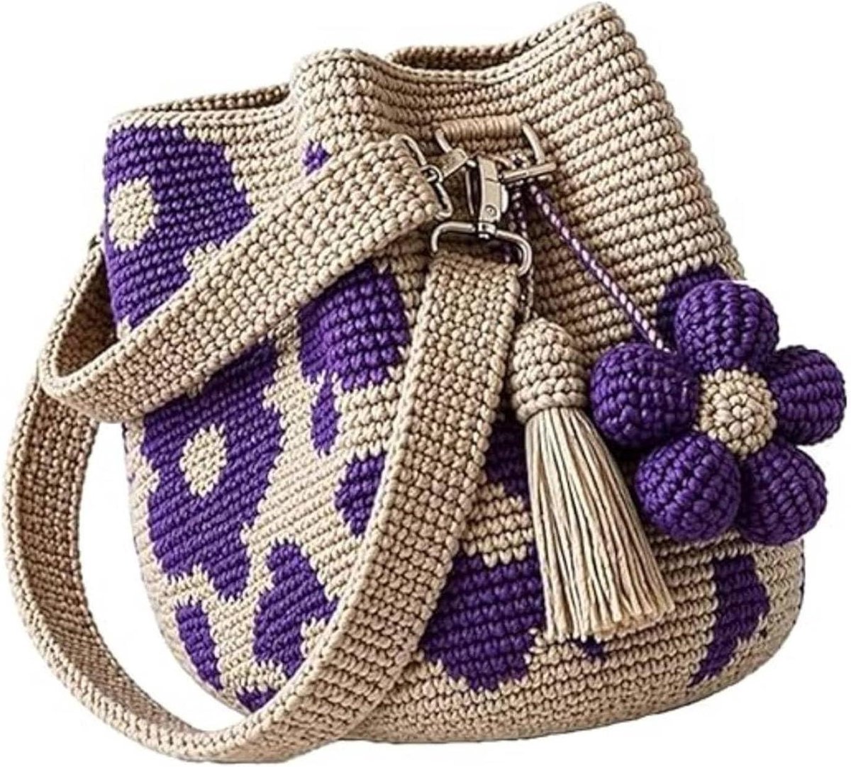 Gehaakte Bloem Tote - Gebreide Tas - Strand Bezoek - Handgemaakt Ontwerp - 39 x 38 cm - Meerdere Kleuren