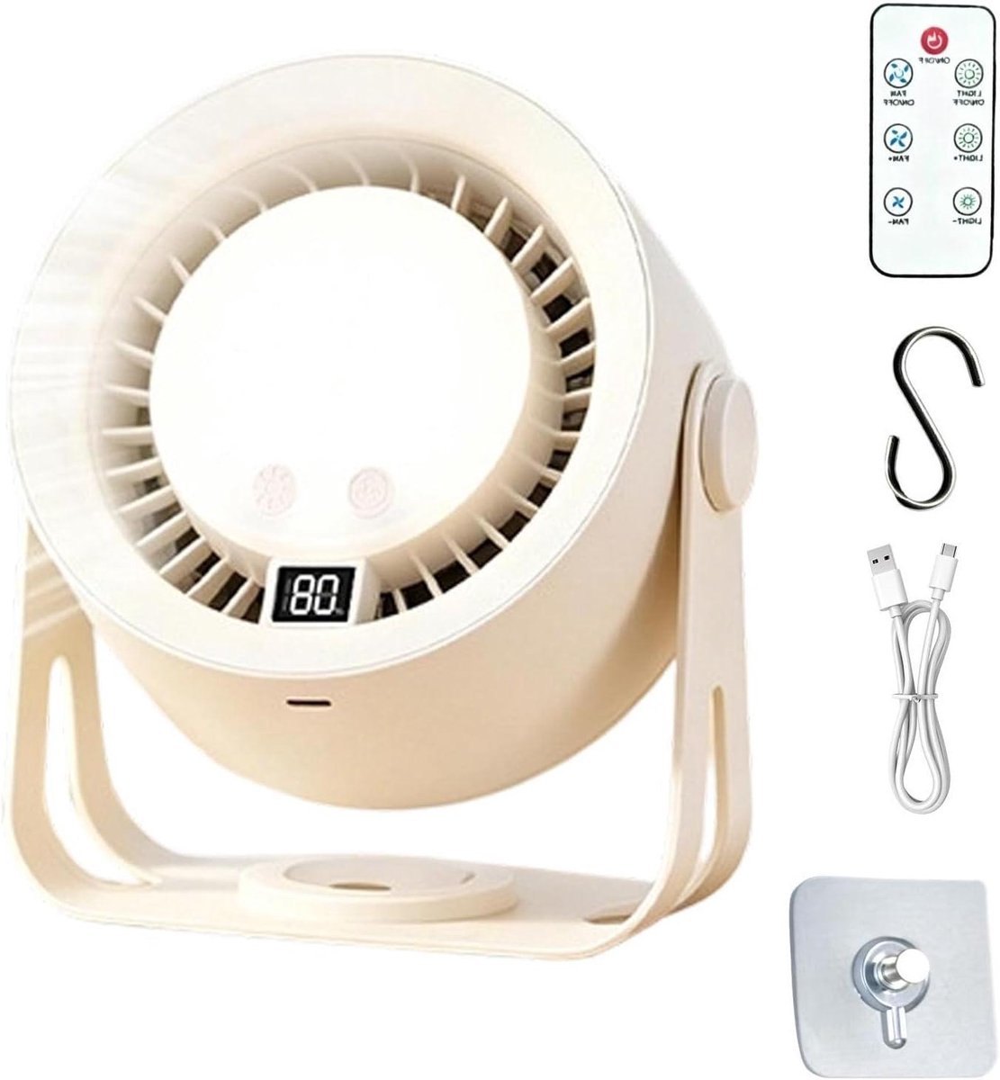 Bureauventilator - Draagbare ventilator - Verkoeling Binnen - 2-in-1 Verstelbaar - 16 cm Hoog - Wit
