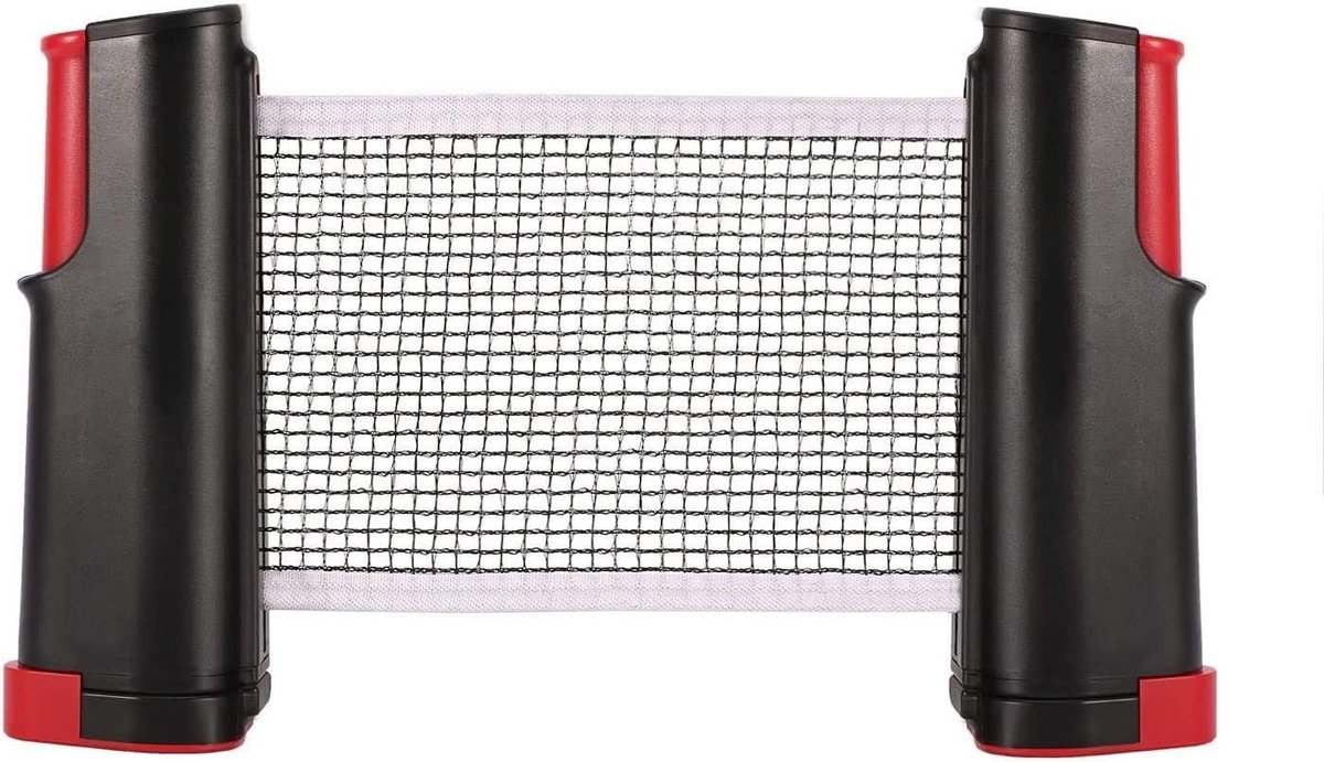 Tafeltennisnet - Pingpong net - Overal spelen - Intrekbaar en draagbaar - 190 x 15 cm - Zwart