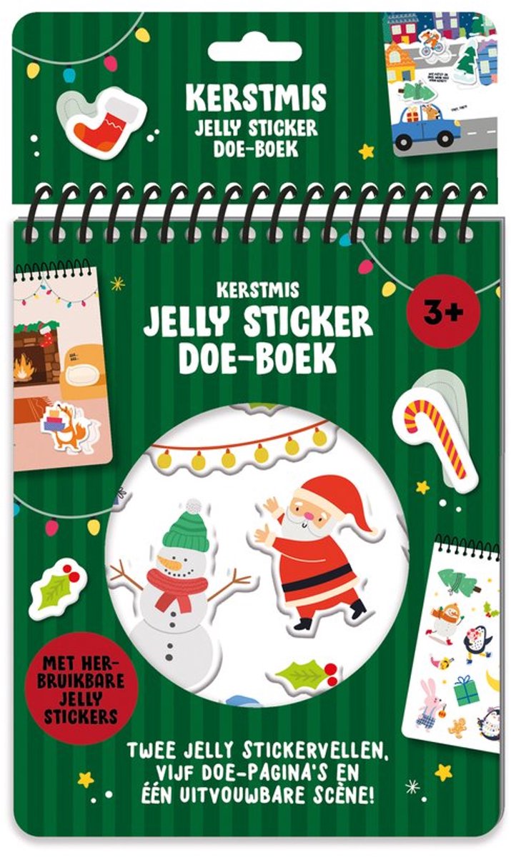 Benza - Kerst Jelly Sticker Doe-Boek – 26 Herbruikbare Jelly Stickers – 5 Doe-Pagina's – Vanaf 3 Jaar