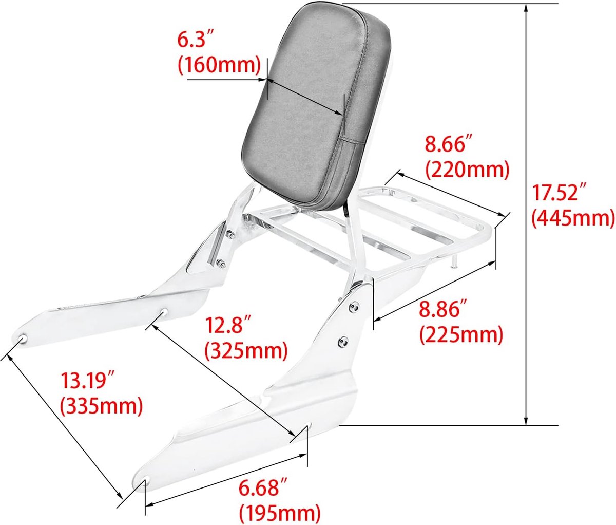 Motorfiets Rugleuning - Sissy Bar Bagagedrager - Comfortabel Reizen - Stijlvol Ontwerp - N.v.t. - Chroom