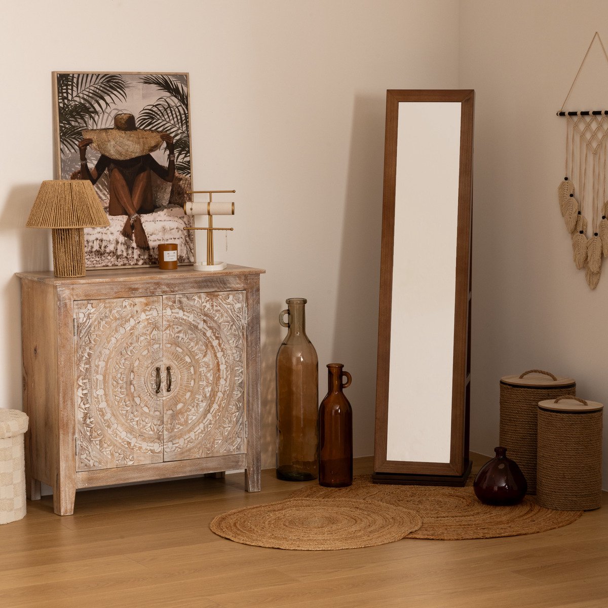 Atmosphera Créateur d'intérieur® Zwart varieert Jasroze 75 cm - stom gerlectycred glas Rose clair