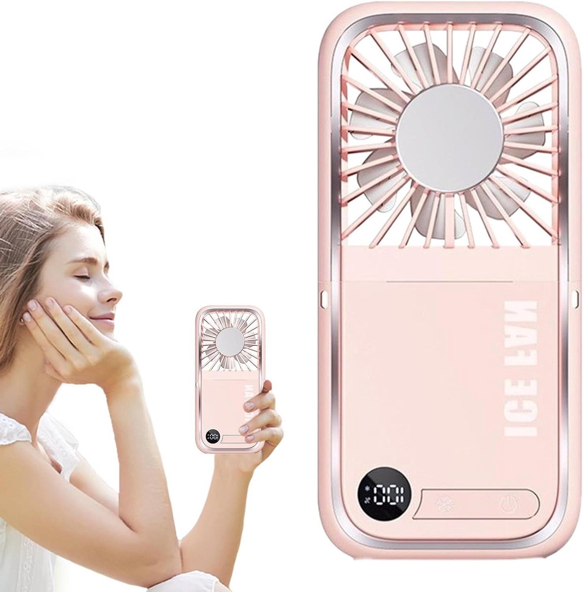 Zakventilator - Handventilator - Koel Blijven - Opvouwbaar Ontwerp - 3000mAh Batterij - Roze