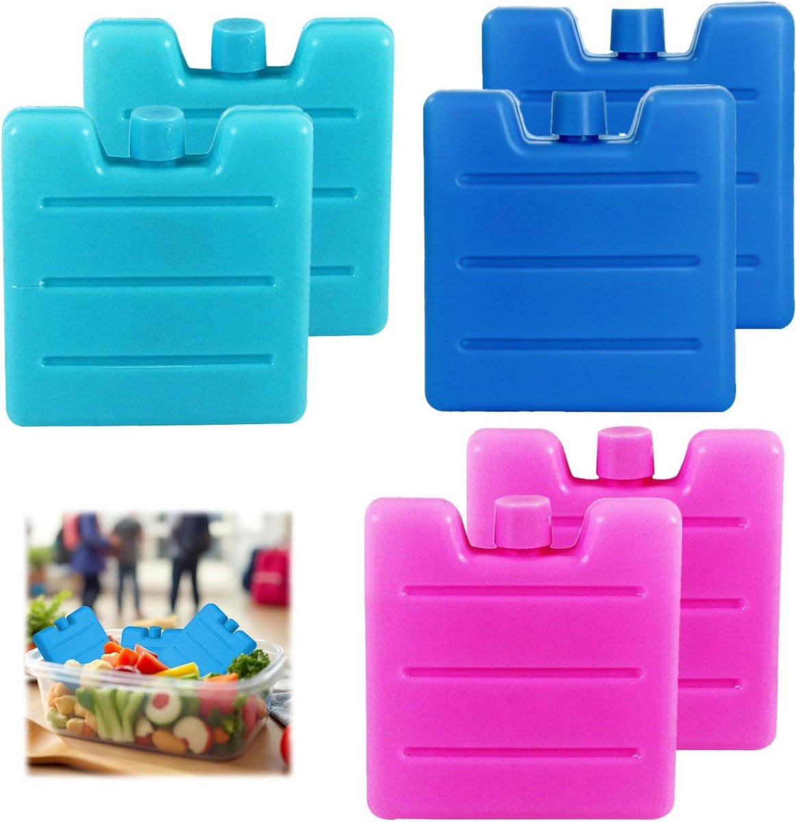 Mini Koelaccuset - Koelelementen Koeltas - Eten Koel Houden - Herbruikbaar Lichtgewicht - 1 liter - Roze en Blauw