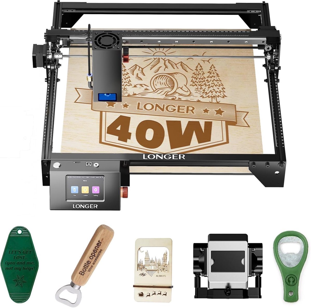 SnelShoppen - Longer RAY5 Laser Machine 40W voor Snijden en Graveerwerk, Snelle Snijsnelheid tot 24 mm/min, 3.5 Inch Touch Screen, Offline App Besturi
