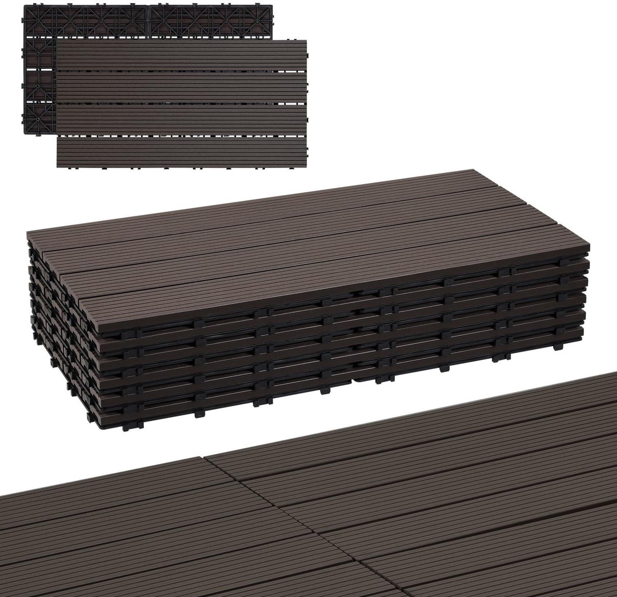 Terrastegels - Vlondertegels Balkon - Buiten Vloeren - Hout-kunststof Composiet - 30 x 60 cm - Koffiebruin