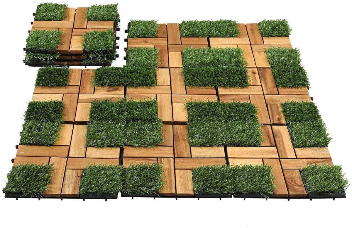 Houten Terrastegels - Balkontegels Hout - Terras Aankleden - FSC Gecertificeerd Acacia - 30 x 30 cm - Natuurlijk Hout