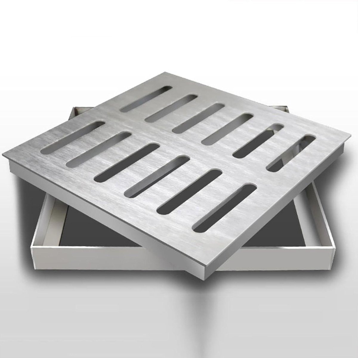 Putdeksel Afvoer Rooster - Rioolafdekking Drain Cover - Waterbeheer Buiten - Roestvrij Staal - 5mm dik - Zilver