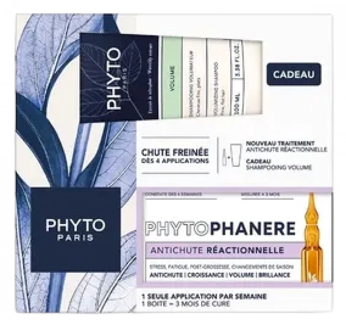 Phyto Phytophanère Reactieve Anti-Haaruitval Behandeling 12 x 5 ml + Volume Volumegevende Shampoo 100 ml Cadeau