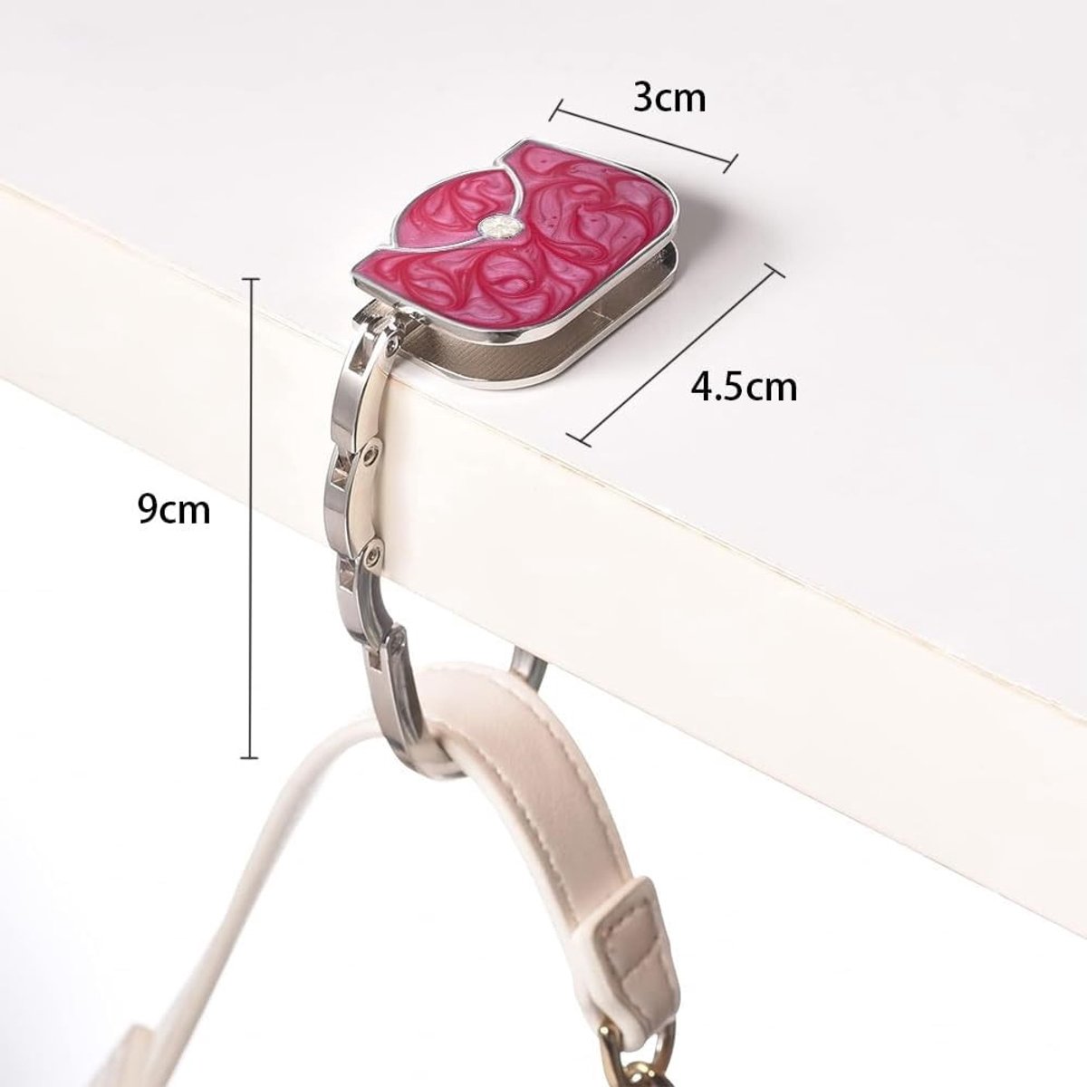 Opvouwbare antislip zakhouder voor tafel, handtassenhouder voor bureau en restaurant, elegant cadeau voor vrouwen in rood