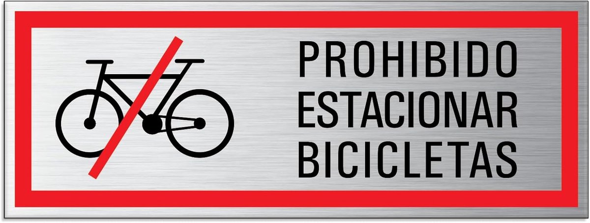 Fietsenbord 175 x 65 mm - geborsteld aluminium - duurzaam ontwerp - ideaal voor stalling - ShopVlot