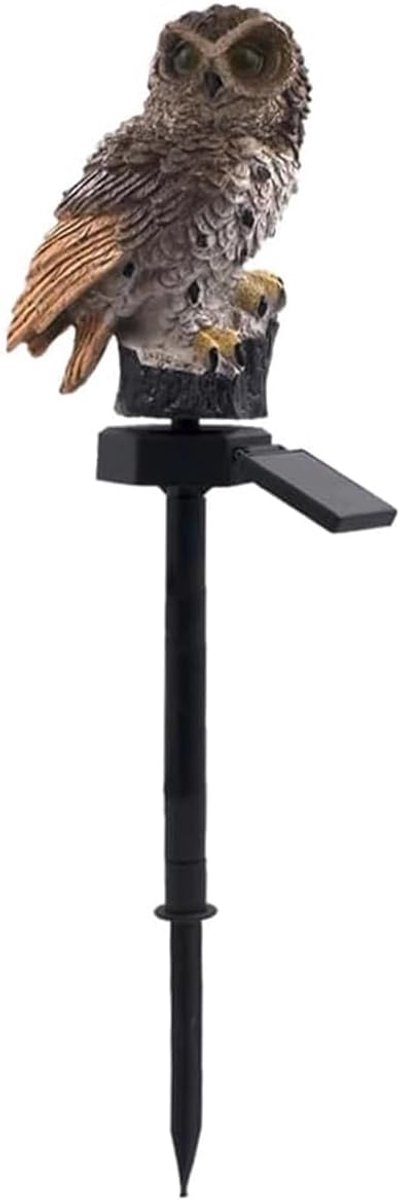 SnelShoppen - Solar Tuin Ornament Uil Beeldje Waterdicht Tuindecoratie voor Buiten, Balkon en Bloembedden, Duurzaam ABS Plastic, Met Oplaadbare Accu