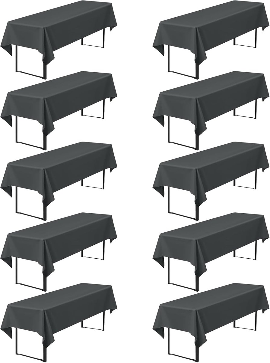 SnelShoppen - Set van 10 Premium Bier Tent Tafelkleedjes 260x110cm, Donkergrijs, Opaque Polyester, Wasbare Tafelcovers voor Feesten en Buitenactivitei