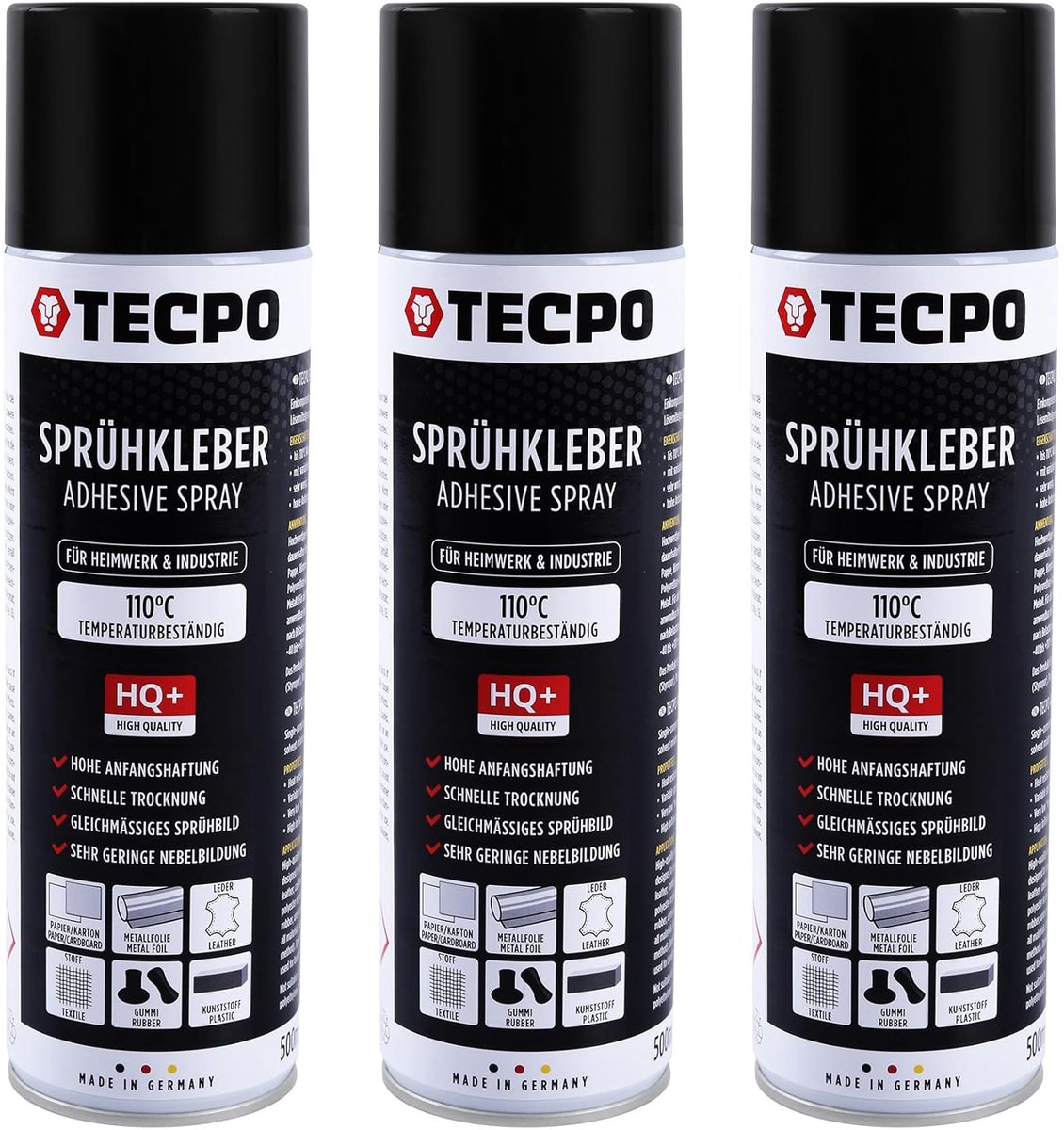 SnelShoppen - 3 x 500 ml Spray Lijm - Transparante Hechting voor Dakramen, Geluidspanelen, Meubelonderdelen - Temperatuurbestendig van -40°C tot +110°