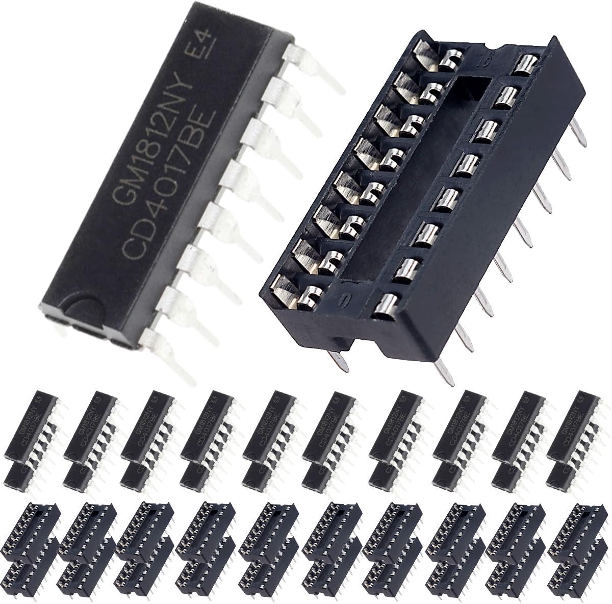 SnelShoppen - CD4017BE DIP Tellen IC Decimale Telling CMOS CD4017 Verdeler DIP-16 Controller voor Arduino DIY Elektronische Experimenten (Verpakking v