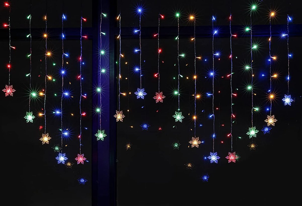 Kerstraamverlichting 2 meter x 1 meter 104 LED's sneeuwvlokken