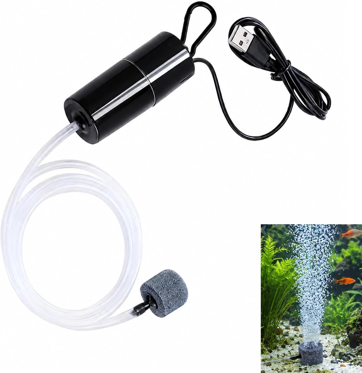 Luchtpomp voor aquarium, Usb, USB-luchtblazer, draagbaar, ultrastil