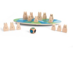 Toys Balansspel van hout met hazen, educatief en leuk spel, versterkt motorische vaardigheden, werkgeheugen en kleurherkenning, geschikt vanaf 4 jaar, 2 spelers