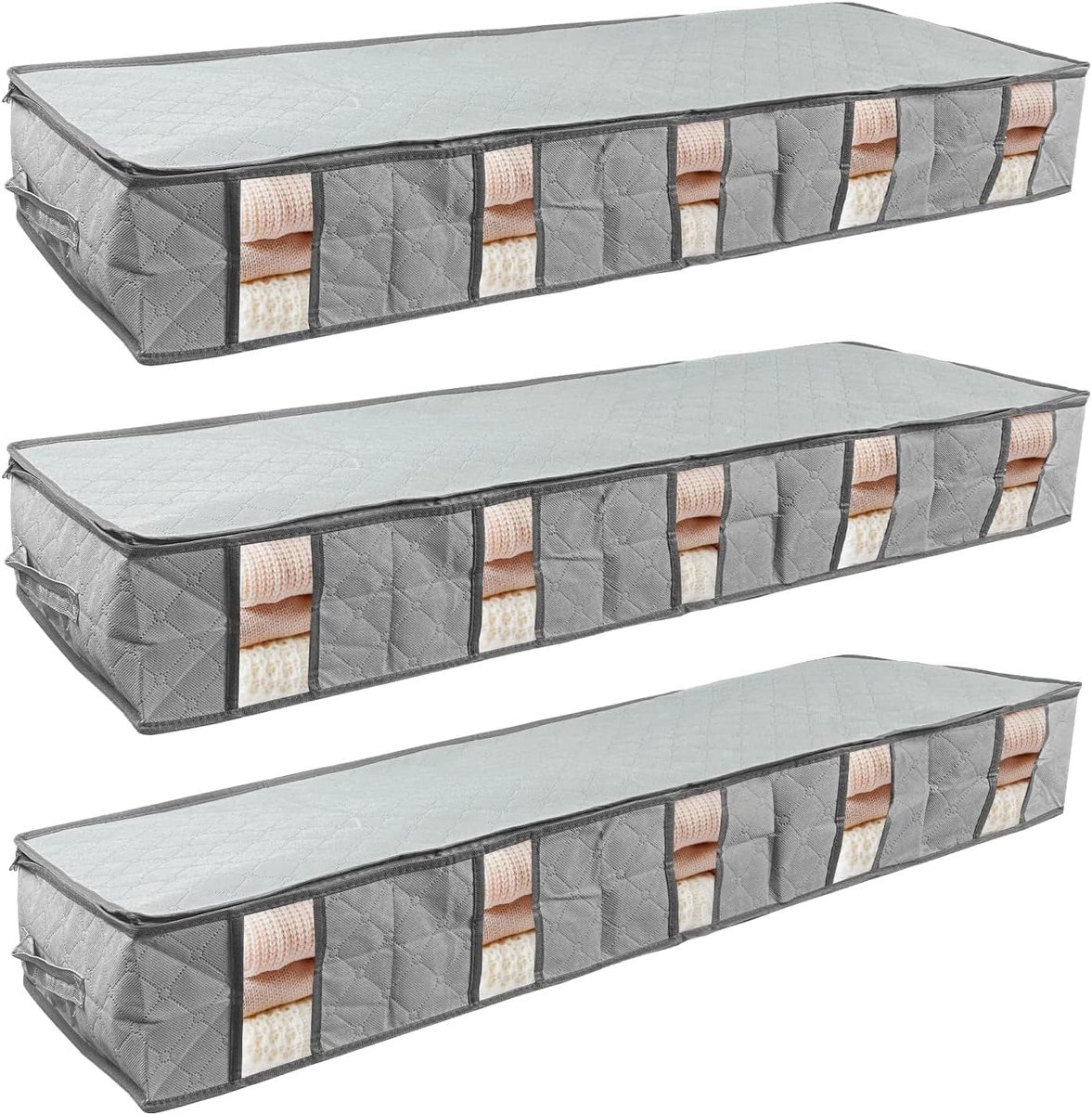 3 stuks onderbedcommode, opbergdoos voor onder het bed, met
