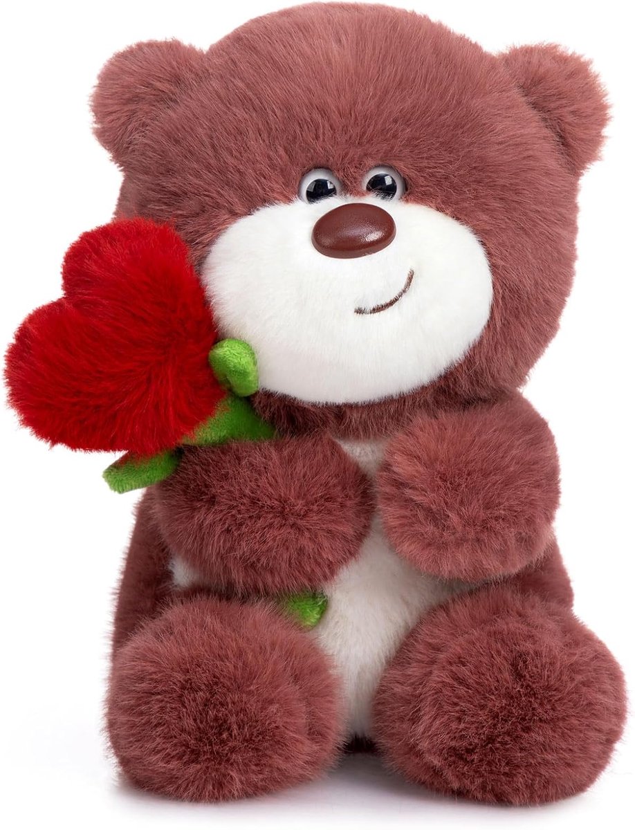 Teddybeer, pluche beer, teddy met hart, roos, pluche dieren, liefde, Valentijnsdag, beer, knuffeldier, speelgoed, pluche dier, cadeau voor vriendin, kinderen, verjaardag, Valentijnsdag,